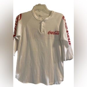 Coca Cola Henley T-shirt Unisex Logo Promo Vintage 80’s